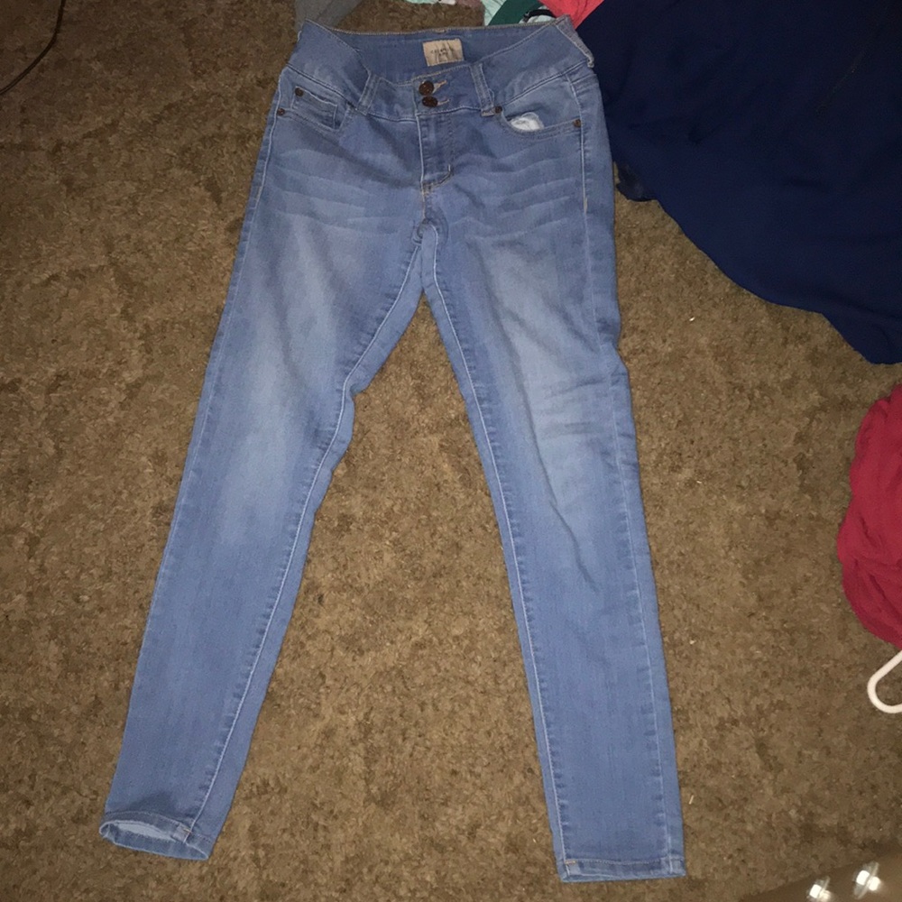 Light blue jeans.